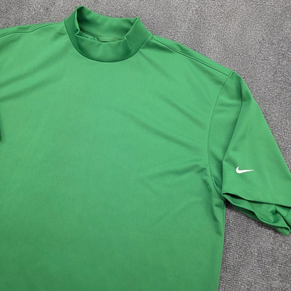 Vintage Nike Golf Mens XL Green Mock Neck Short Sleeve Dri-FIT Polo Shirt
